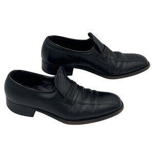 Vintage Florsheim Mens Loafers Black Leather Size 7.5 D Missing Heel Pads